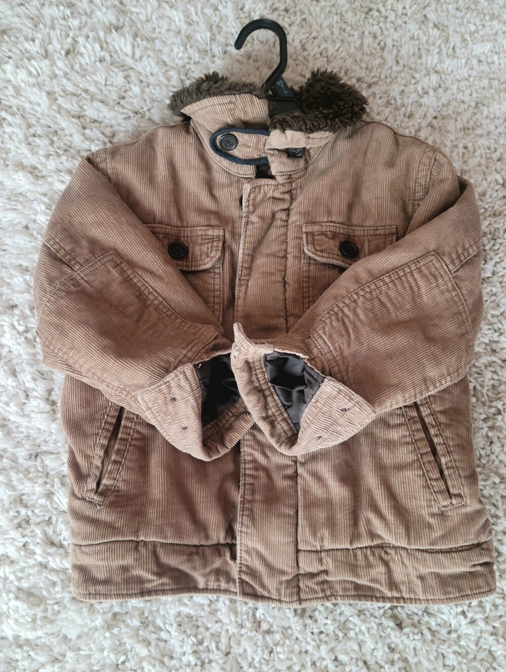 GAP Boys Brown Corduroy Field Jacket with Faux Fur Collar